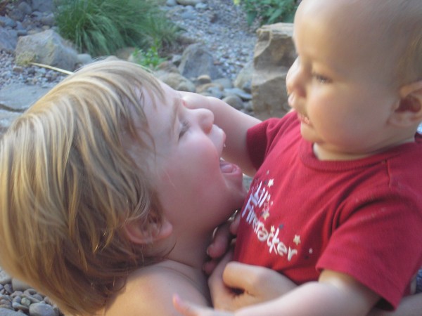 07/02/09 - Reed playing with friend Fiona